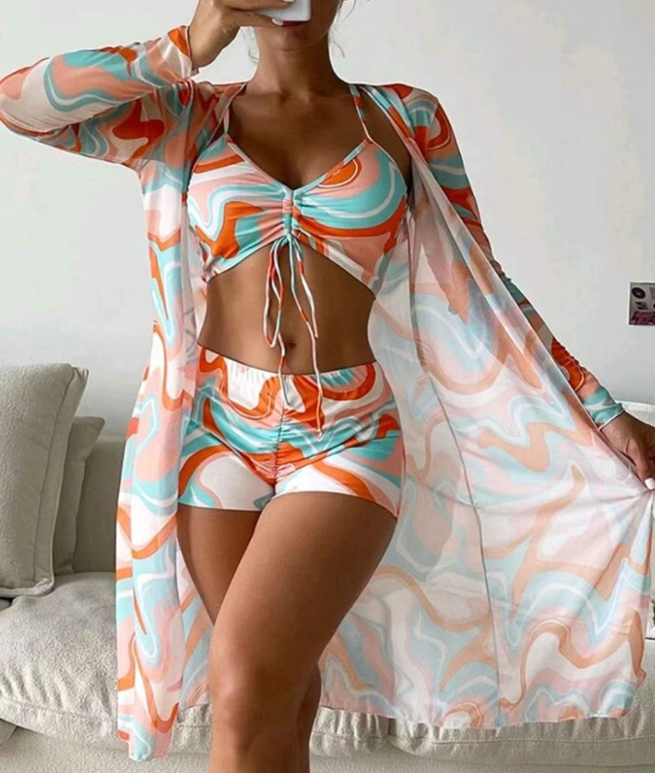 TRUDI ȘI SETUL DE BIKINI PRINTAT DIN 3 PIESE