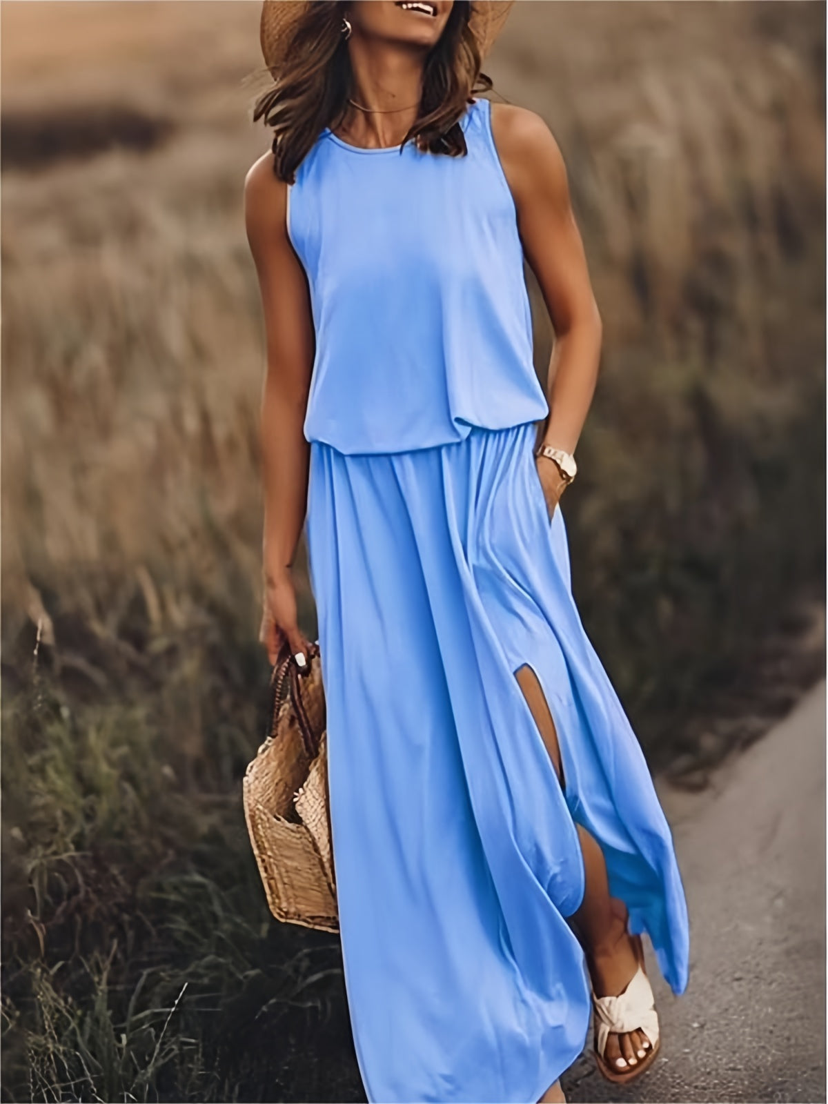Isla - Rochie Maxy Boho Simplă din Modal în Diverse Culori