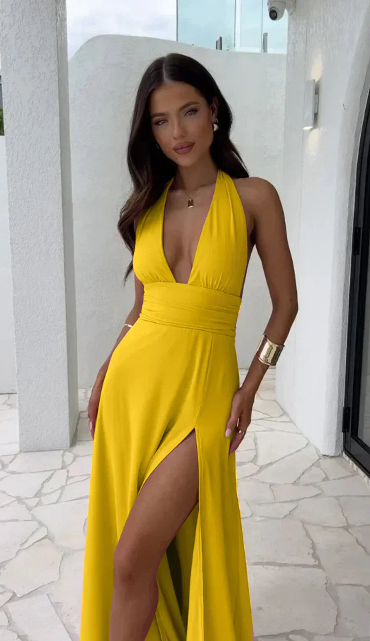 Jessica - Rochie sexy cu decolteu adânc în V și fante