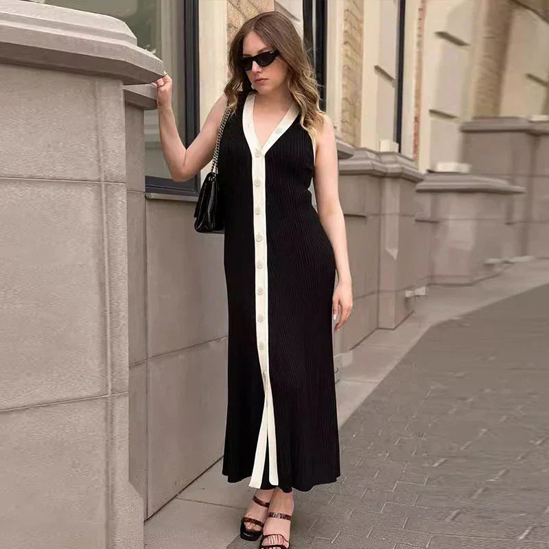 Ines | Rochie fără mâneci cu decolteu în V