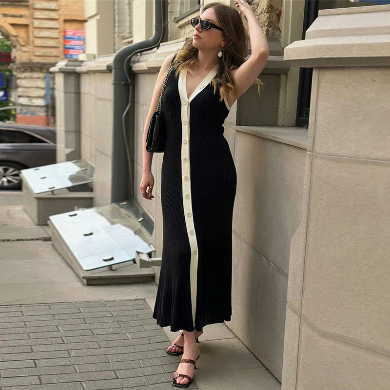 Ines | Rochie fără mâneci cu decolteu în V