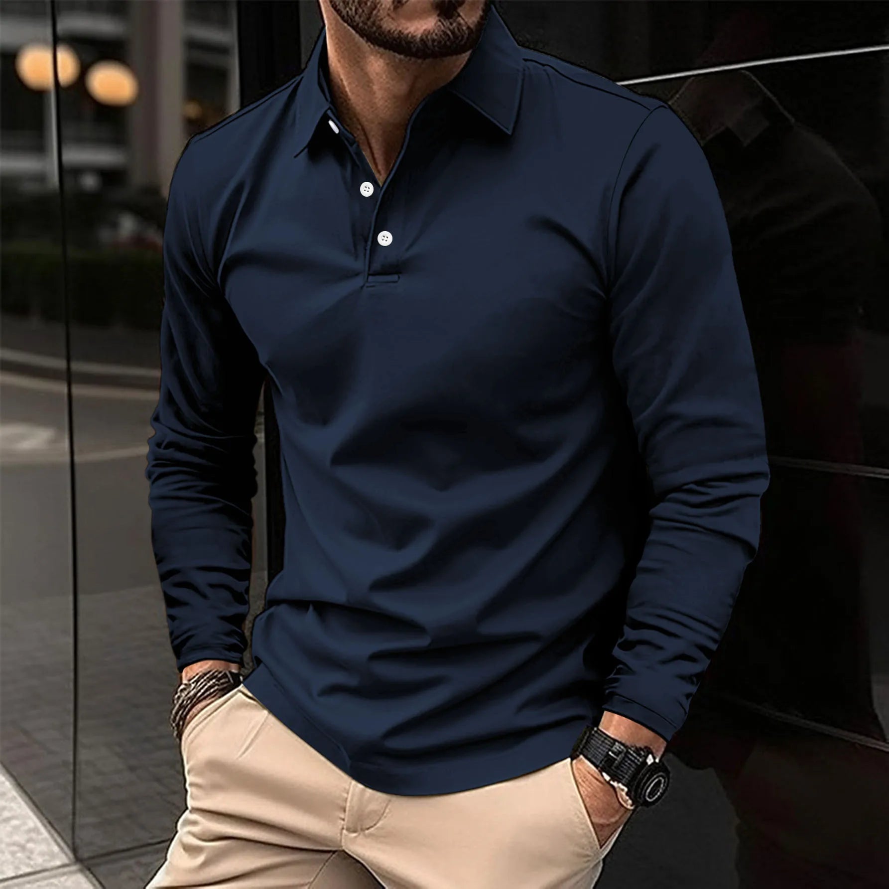 Ralph™ - Tricou polo casual cu mânecă lungă