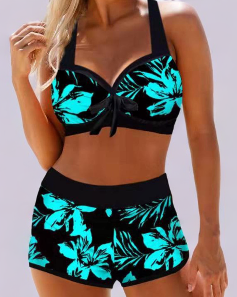 Anna | Costum de baie cu talie înaltă și imprimeu floral