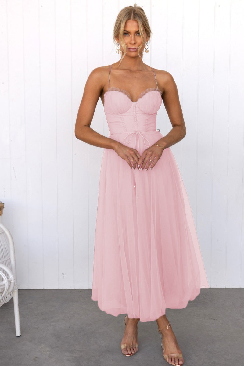 Aria - Rochie de petrecere maxi cu bretele din chiffon pentru prințese moderne