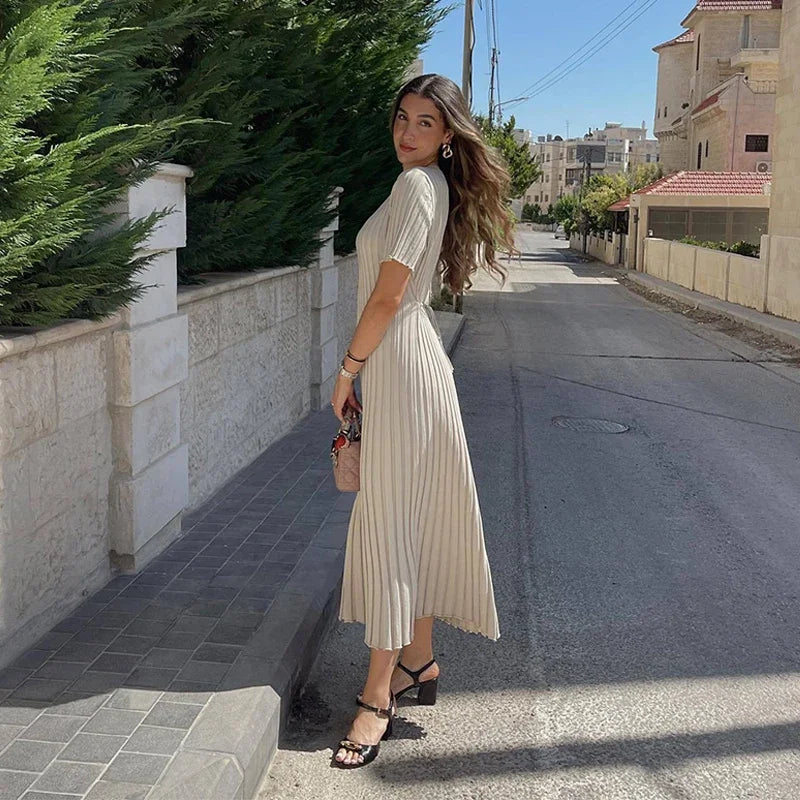 Angela | Rochie maxi tricotată uni